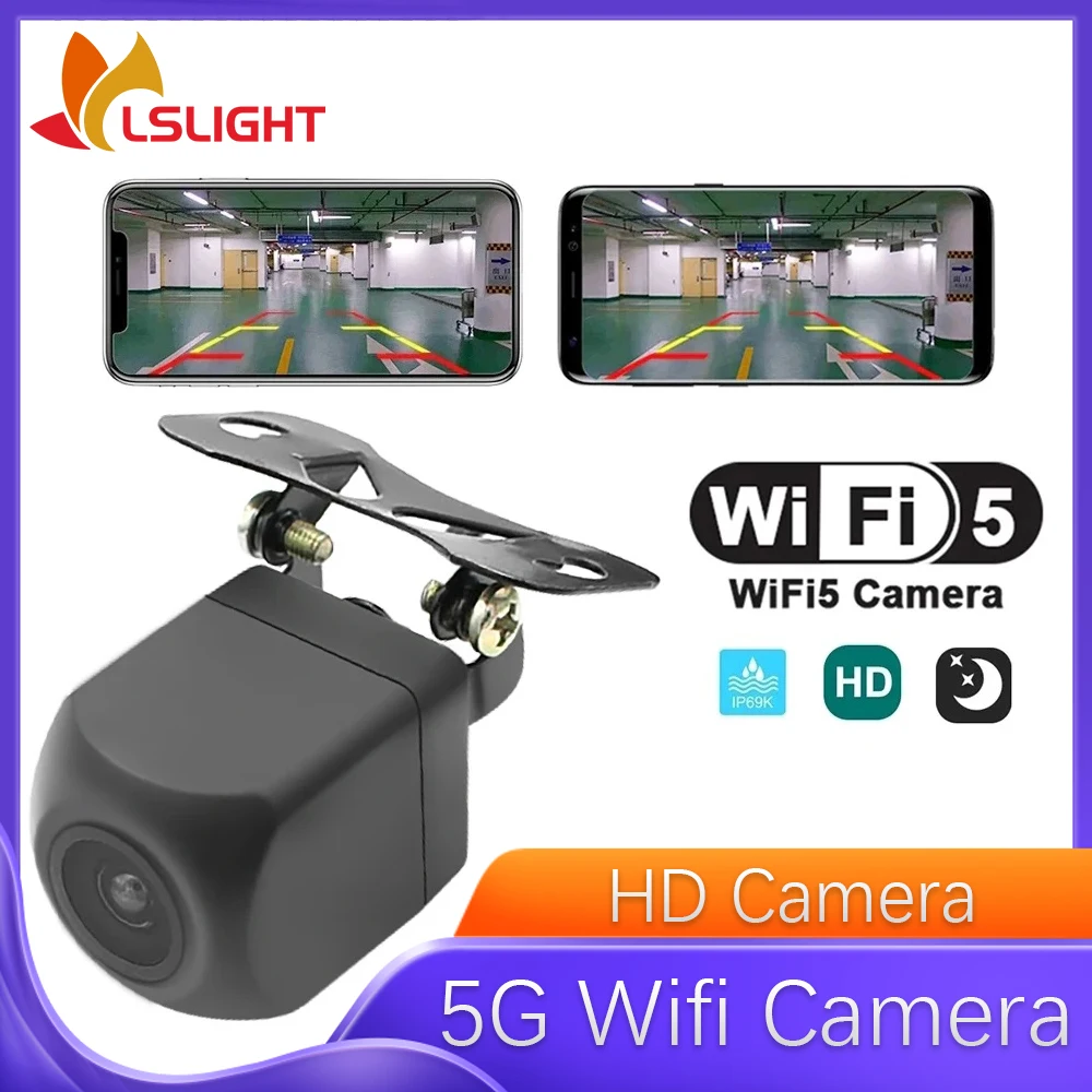 

Rear View Car Camera 5G Wifi HD Night Vision Wireless Reversing Camera With 5V USB 12V Cable Support Android IOS Mobile Phones
