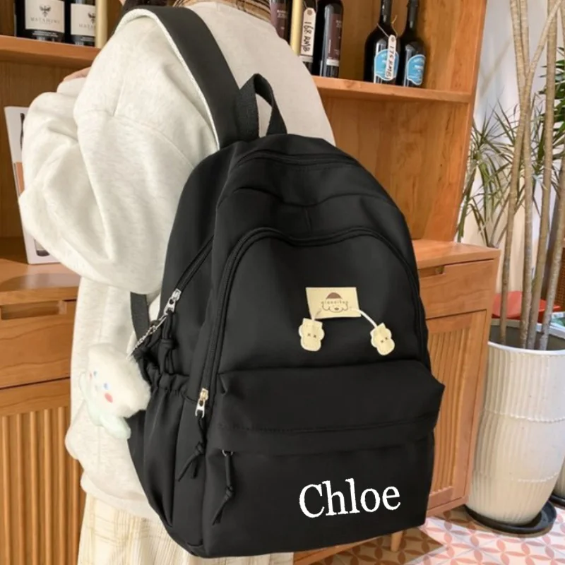 Personalized Embroidery Junior High School College Student Couple Backpack Breathable Waterproof Wear-resistant School Bag