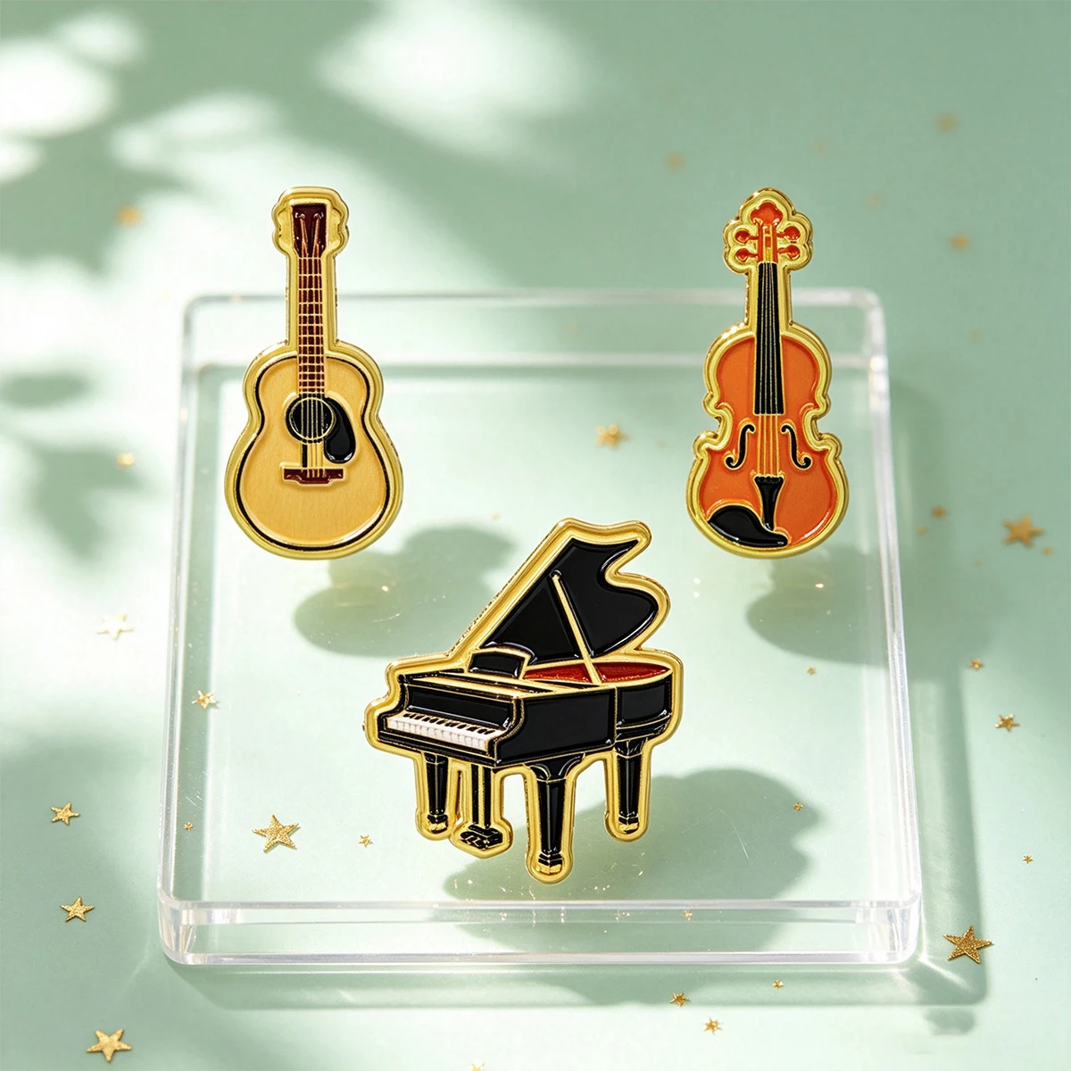 3pcs Vintage Music Theme Enamel Pin Set Retro Guitar Violin Grand Piano Brooch Lapel Pin Badge Accessories Fashion Jewelry Gifts