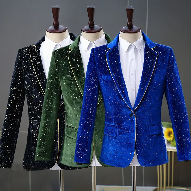 

Men's Suit 2 Piece Set Velvet Gilded Stage Performance Suit Jacket (Blazer+Pants)