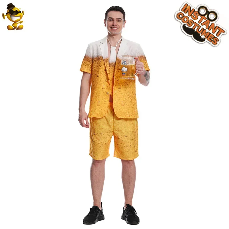 Adult Men\'s Mardi Gras Beer Suit Suit Stage Costume Halloween Performance Costume cos Show Performance,drink and cheer at a bar