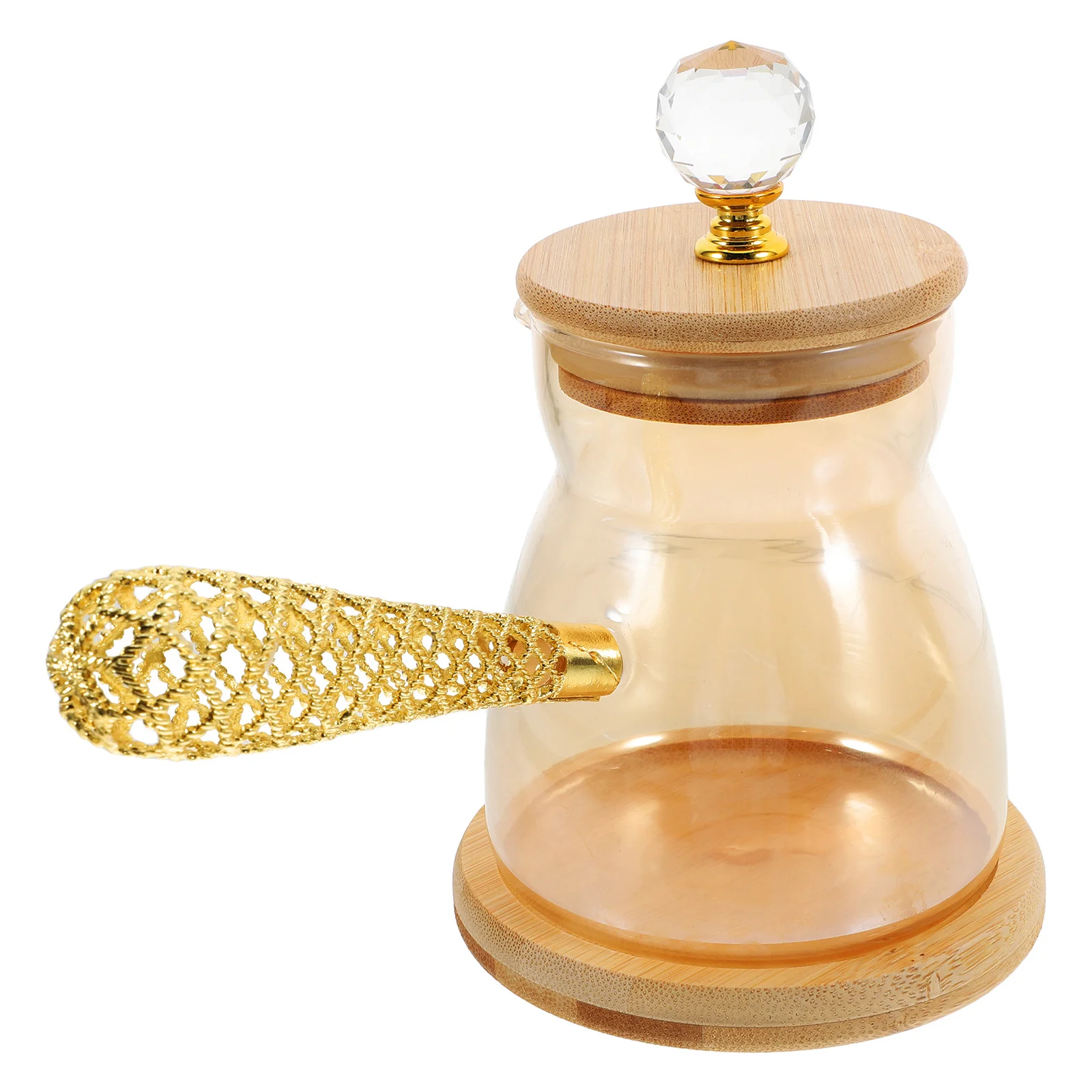 

Elegant Heat-Resistant Glass Coffee Pot Long Handle Design Easy Pouring Tea Handmade Coffee Set Home Kitchen Decor