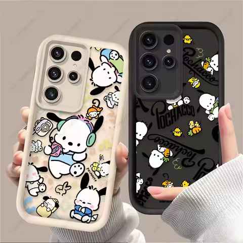 Lovely Cartoon Pochacco Case For Samsung Galaxy S24 S23 S25 Ultra S22 S21 Plus FE A56 A36 A26 A16 A06 A15 A25 A35 A55 5G Cover