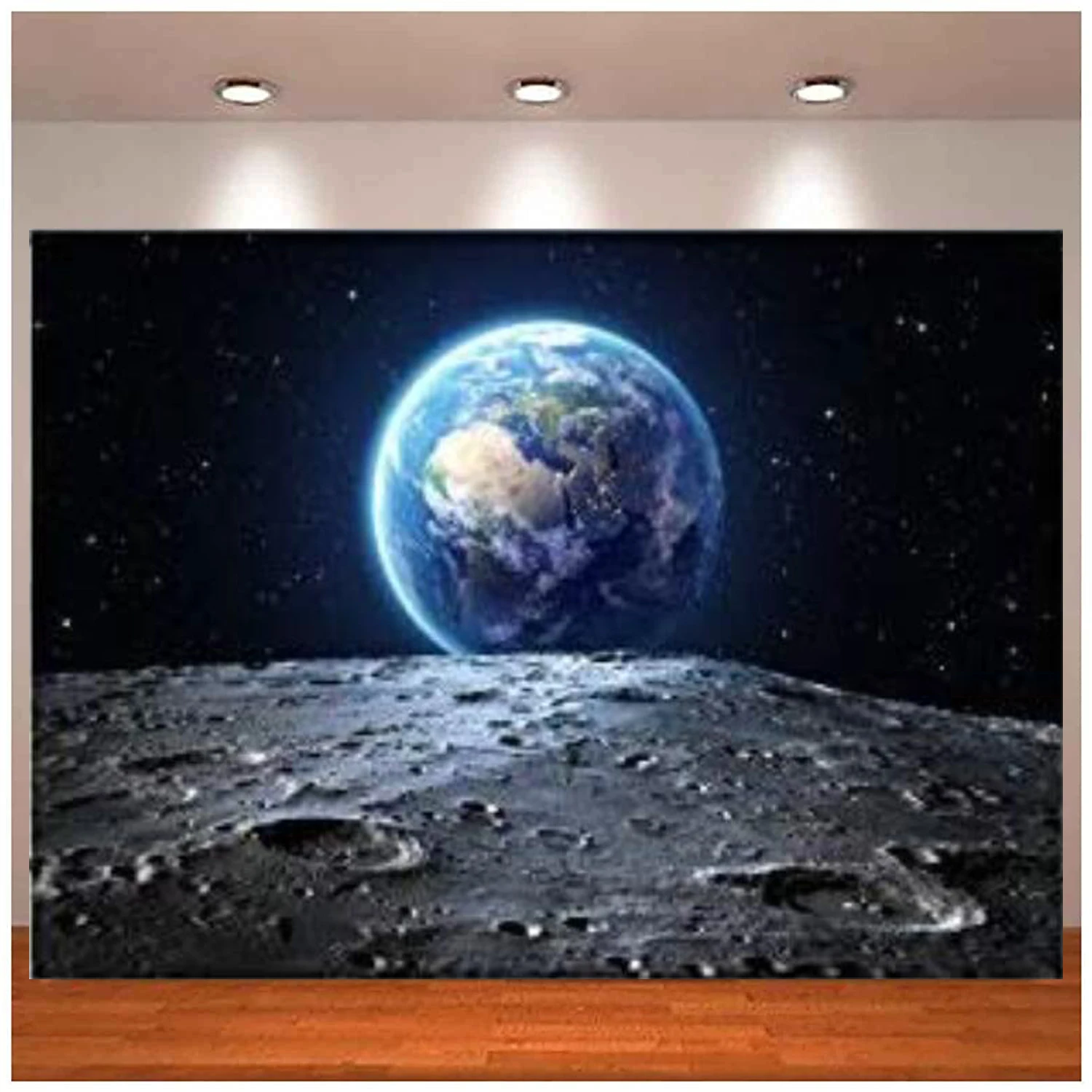 

Earth And Moon Photography Backdrop Galaxy Universe Moon Surface Boy's Birthday Party Baby Shower Little Astronaut Banner