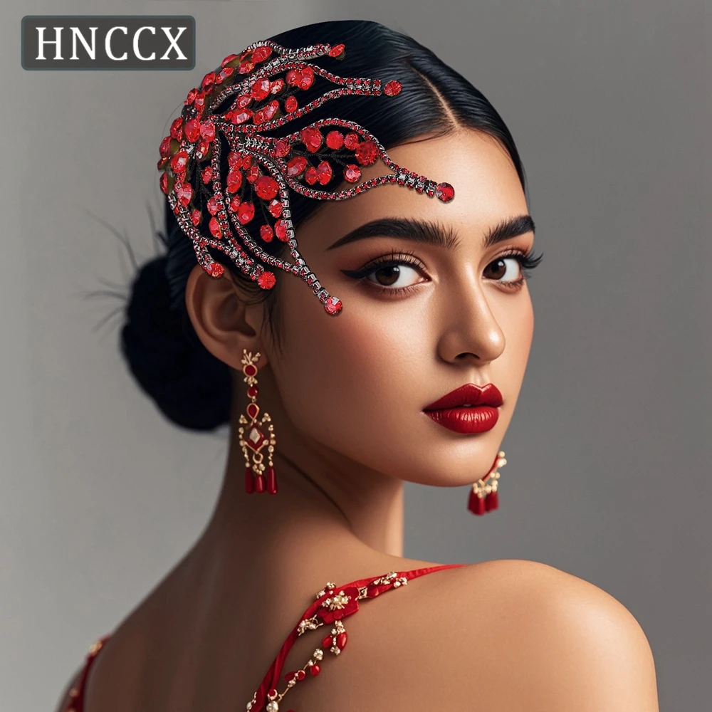 

HNCCX Rhinestone Hair Pieces Bridal Hair Accessories Red Color Wedding Headband Party Elegant Women Hair Accessories CP740