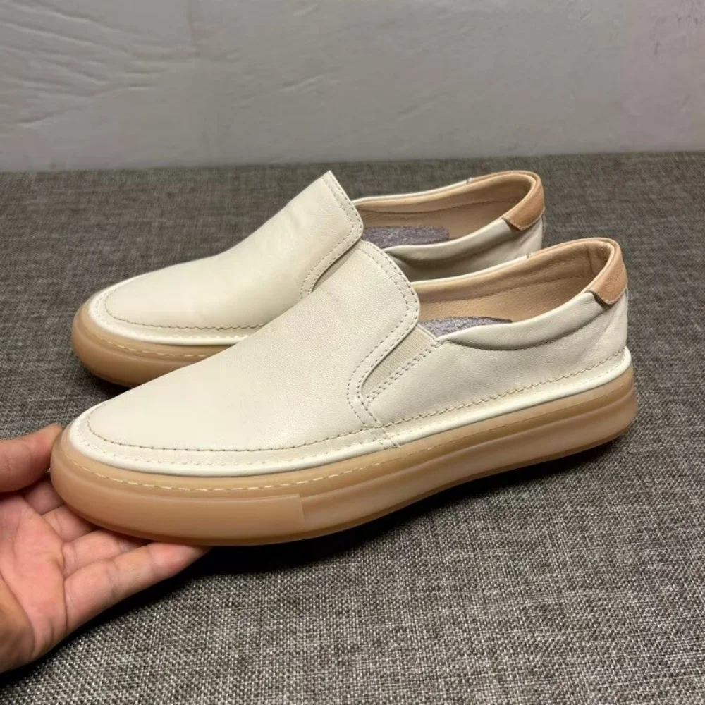 

LeFou shoes - New men's white sneakers, men's genuine leather shoes, versatile casual shoes for men, flat shoes for men