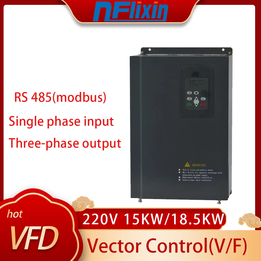 15.5KW/18.5KW VFD Variable Frequency Drive Inverter 1HP Input 3HP 220V Output Frequency Converter Fan motor speed control