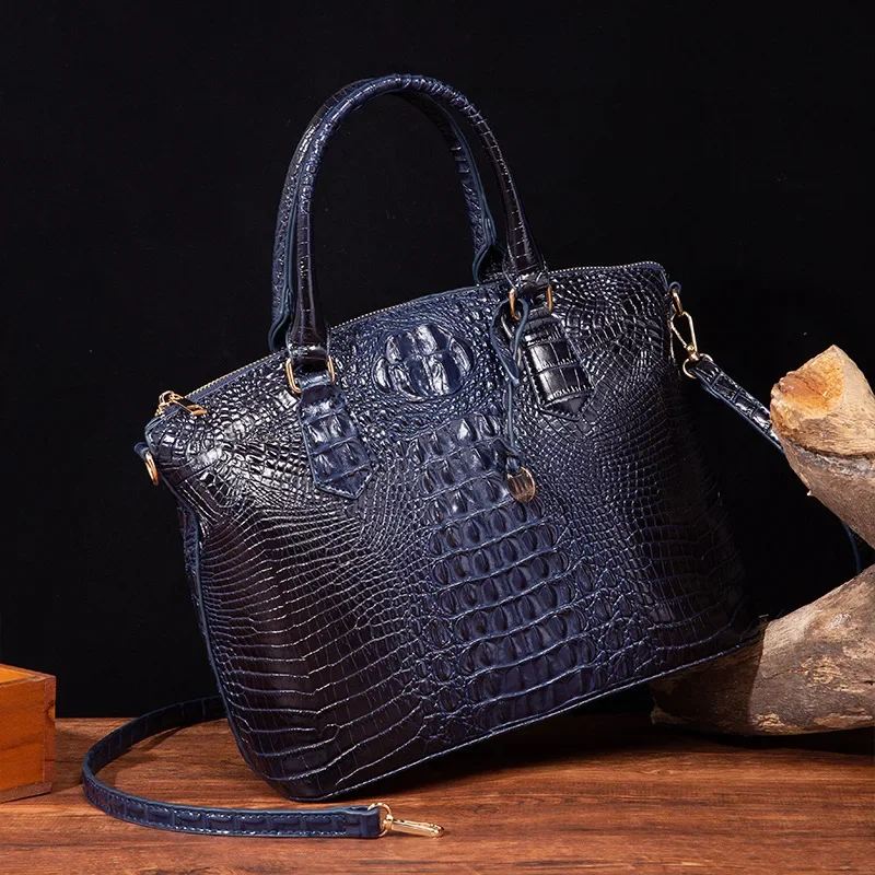 Luksusowy krokodyl torebka tłoczona moda torba Crossbody mieszane kolory damska Vintage skórzana teczka duża pojemność wodoodporna — zdjęcie 6