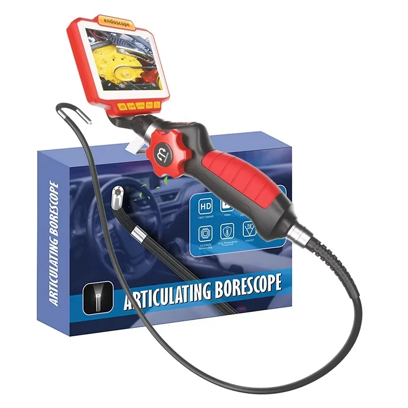 8.5mm Two Ways Articulating Borescope with 4.3 Inch Screen Industrial Endoscope Camera