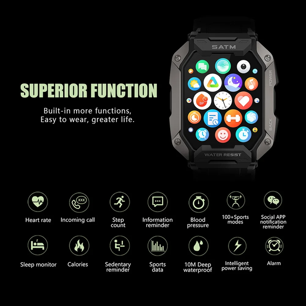 SKMEI 2024 Smart Watches 1.8 Inch 5ATM Waterproof Bluetooth Call Sport Smartwatches For Men Women Outdoor Pedometer Wristwatches