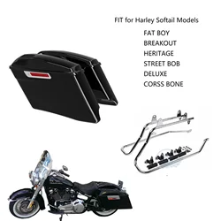 Motorcycle Hard ABS Saddle Side Bags Boxes Cases Saddlebags with Conversion Bracket For Harley Softail Custom Fat boy Deluxe
