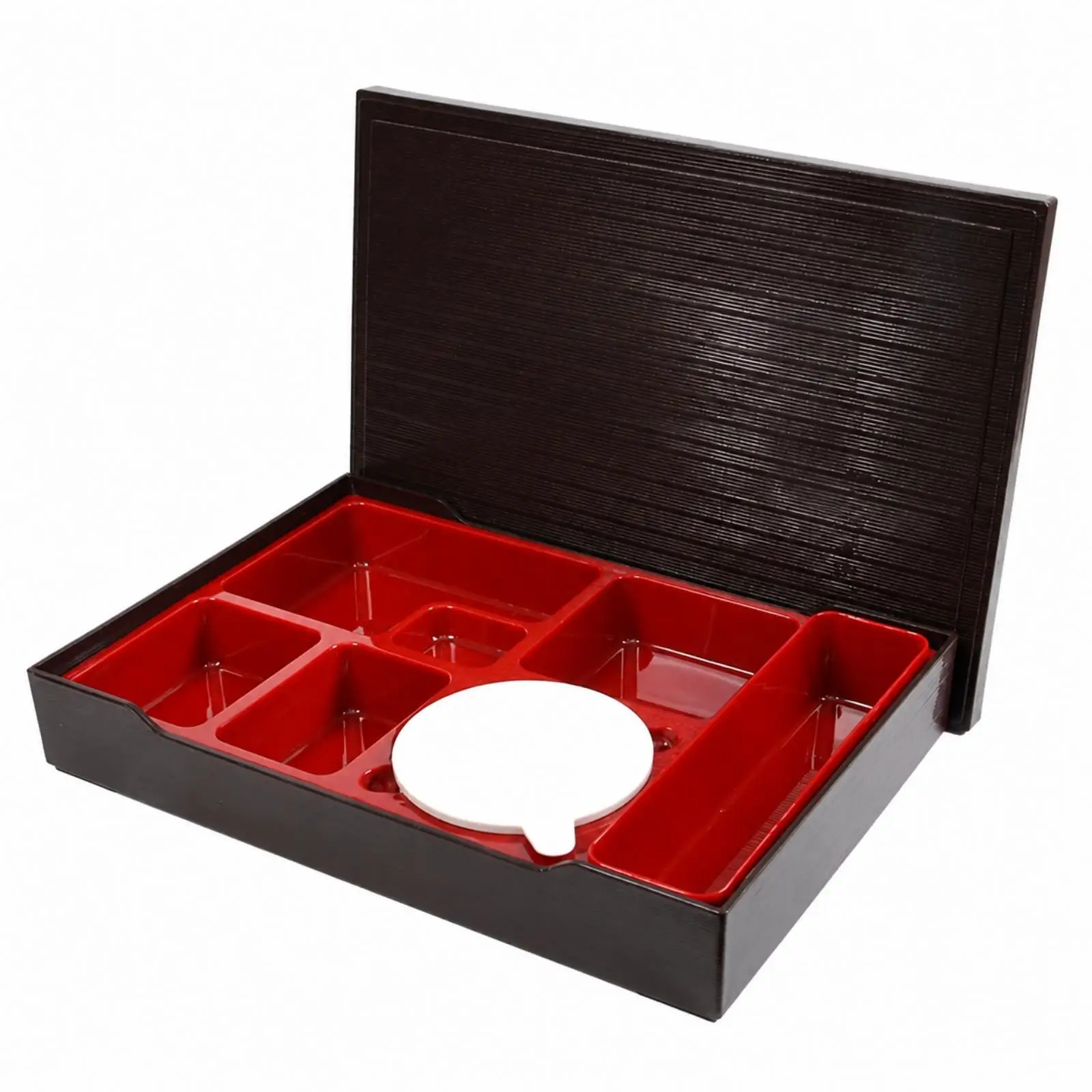 Divided Lunch Box Japanese Rice Container for Sushi and Side Dishes with 5 Section Tray and Chopstick Slot for Adults Kids