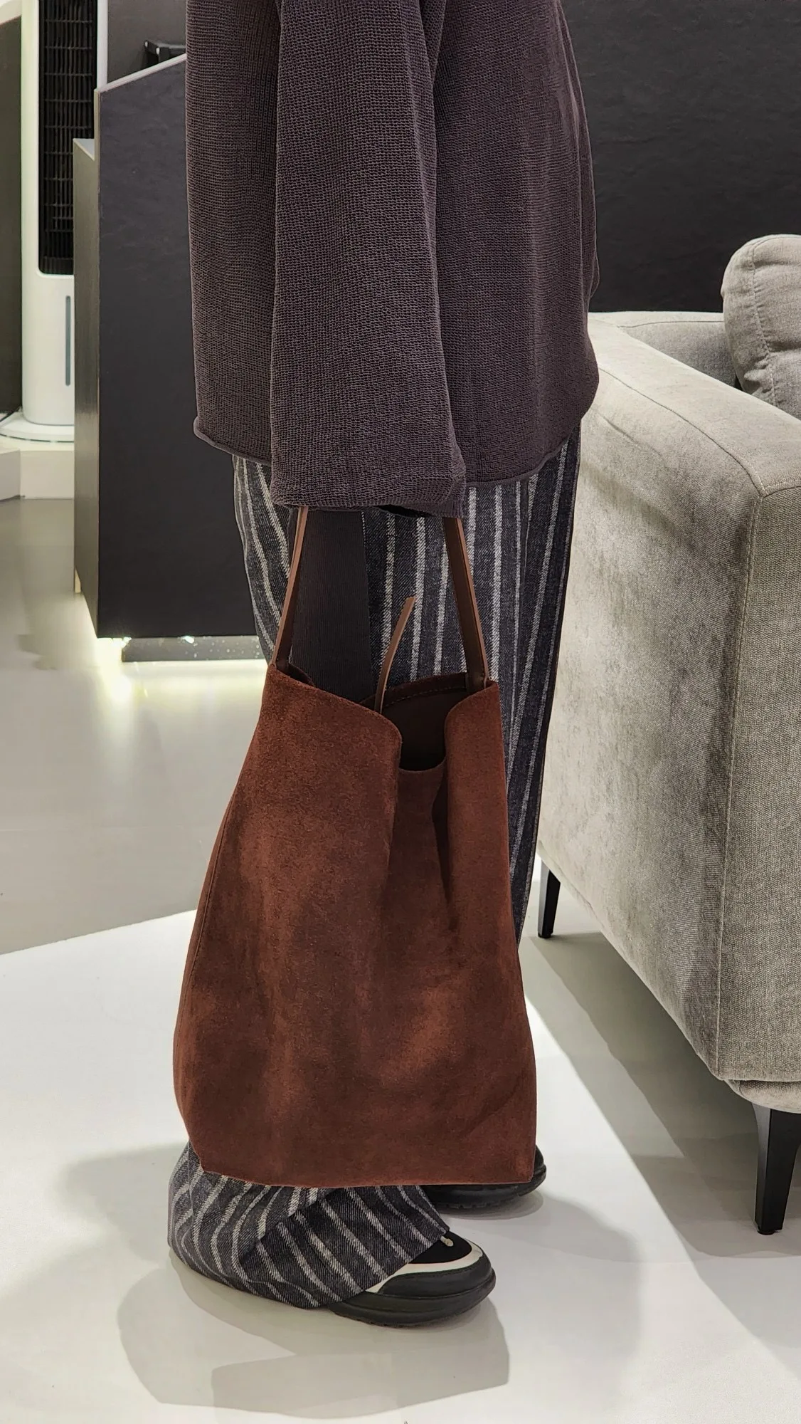 Original Designer Marke Wildleder Tote Eimer Tasche Anti Samt Leder Große Kapazität Flip Pelz Schulter Taschen für Frauen – Detail 11