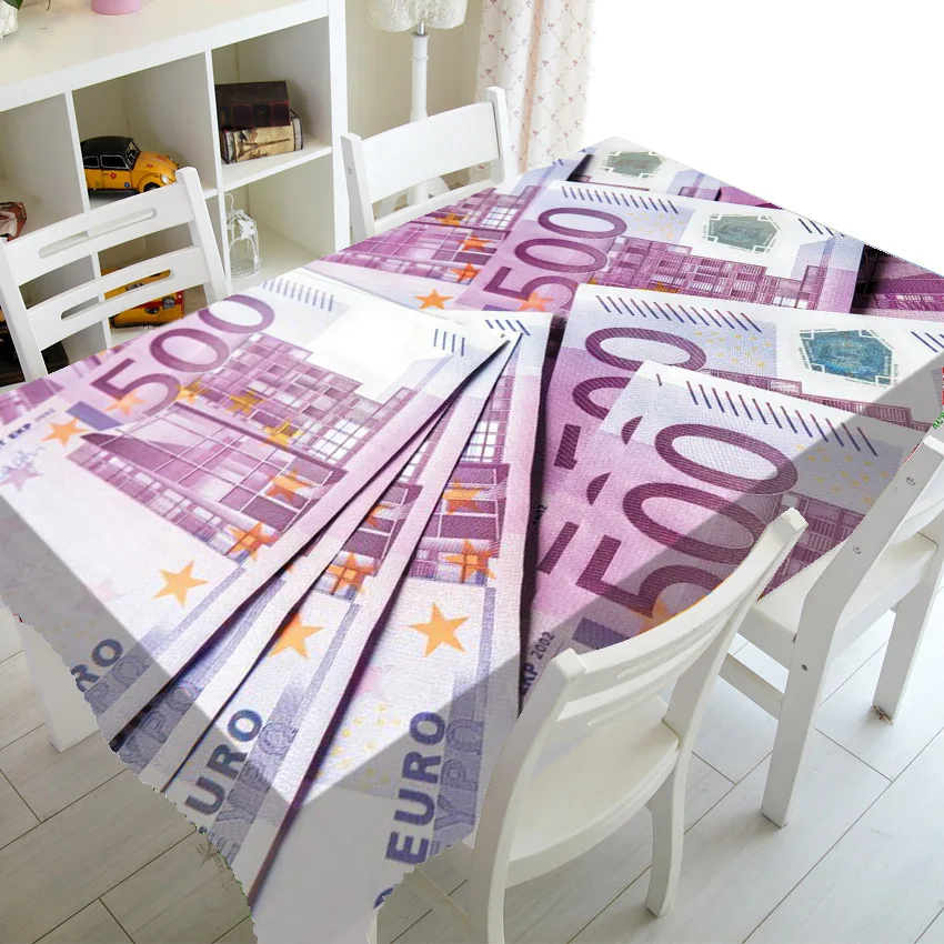 Funny Five Hundred Euros Bill Notes Table Cloth Cover for Dinning Tables Banknotes Money Tablecloth Tablecover Rectangle Square