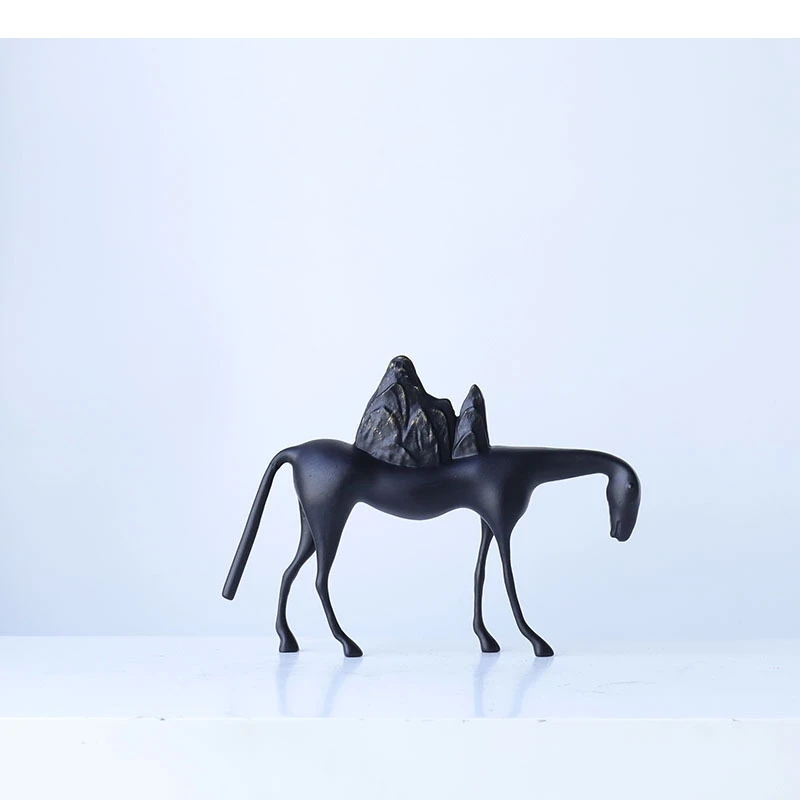 Metal Handicrafts Simulation Animal Sculpture Horse Ornament Camel Mountain Abstract Animal Statues Home Decoration