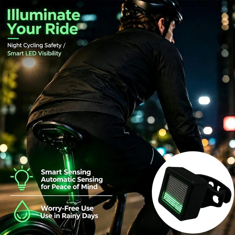 Waterproof  Auto‑Sensing Bicycle Rear Light Smart LED Bike Tail Warning Lamp High Visibility Safety Accessory For Night Riding