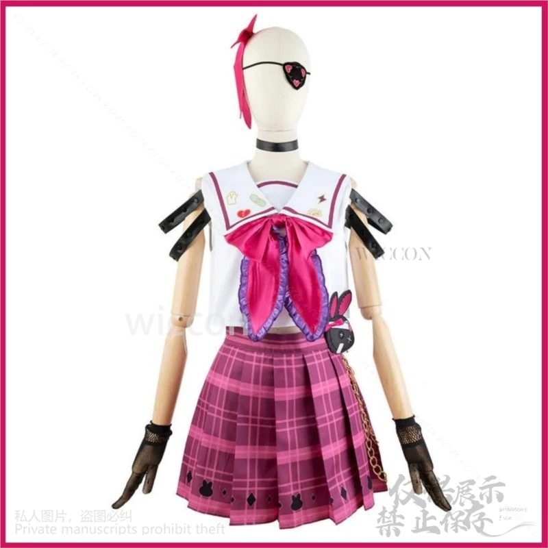 Anime virtuelle youtuber maria marionette cosplay kostüm nijisanji en marimari perücke jk uniform rock frau sexy party lolita anzug