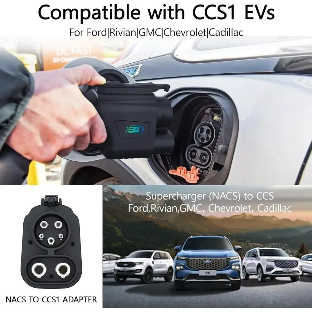 محول NACS إلى CCS، محول NACS إلى CCS للمركبة الكهربائية لشاحن Tesla Supercharger، Max 500Amps-1000V لـ Tesla V3/V4 DC Fast Cha