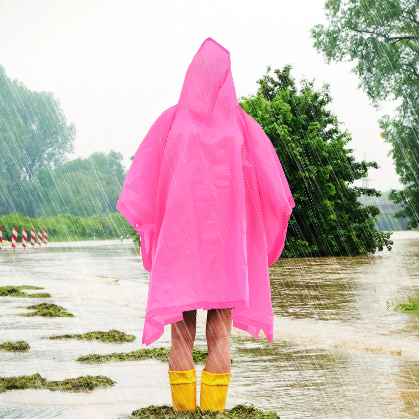 EVA Premium wasserdichter Regenponcho für Damen und Erwachsene, Outdoor-Reisen, schützende, leichte Radfahren-Regenmantel-Kapuze