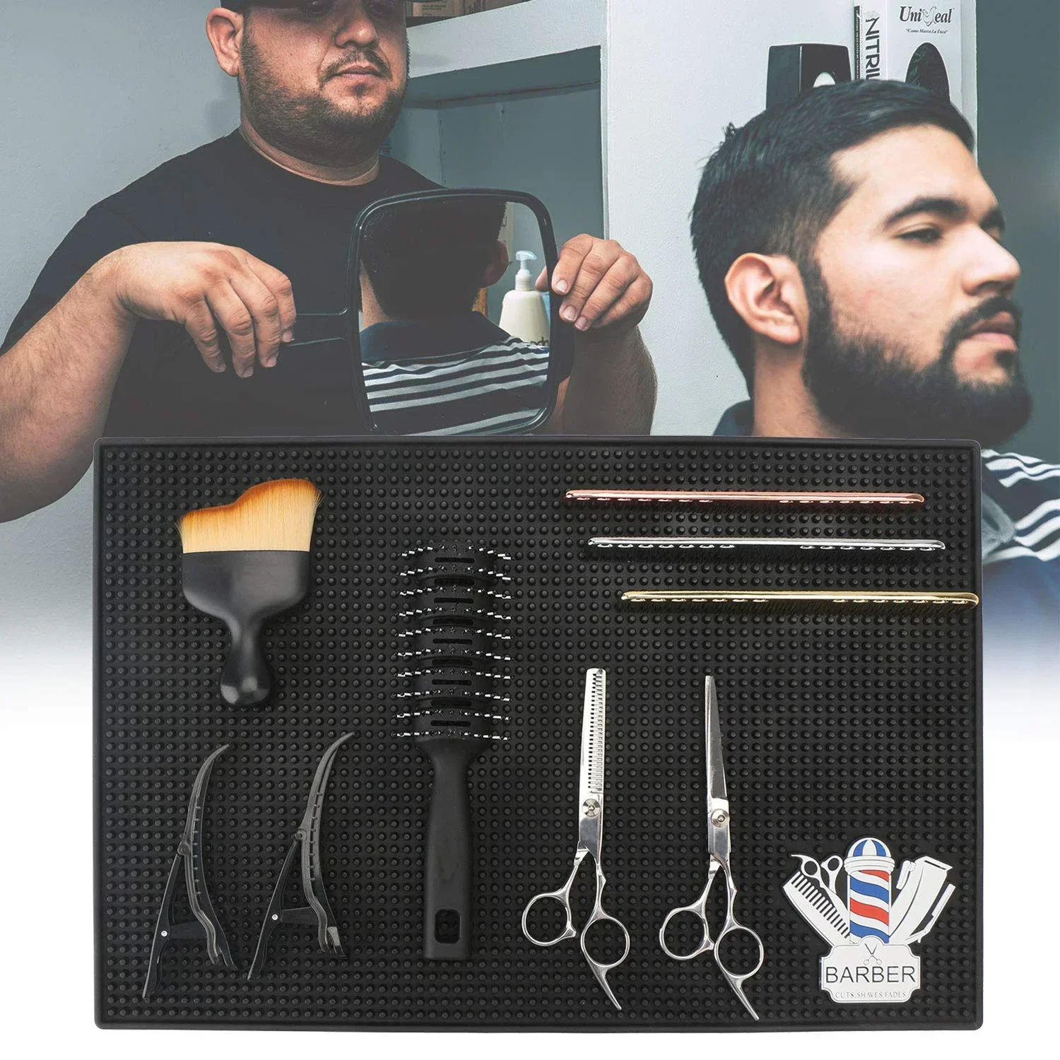 

Professional Barber PVC Non-Slip Hairdressing Tools Mat Salon Scissors Hair Clippers Comb Anti-Skid Pad Hairdresser Cushion