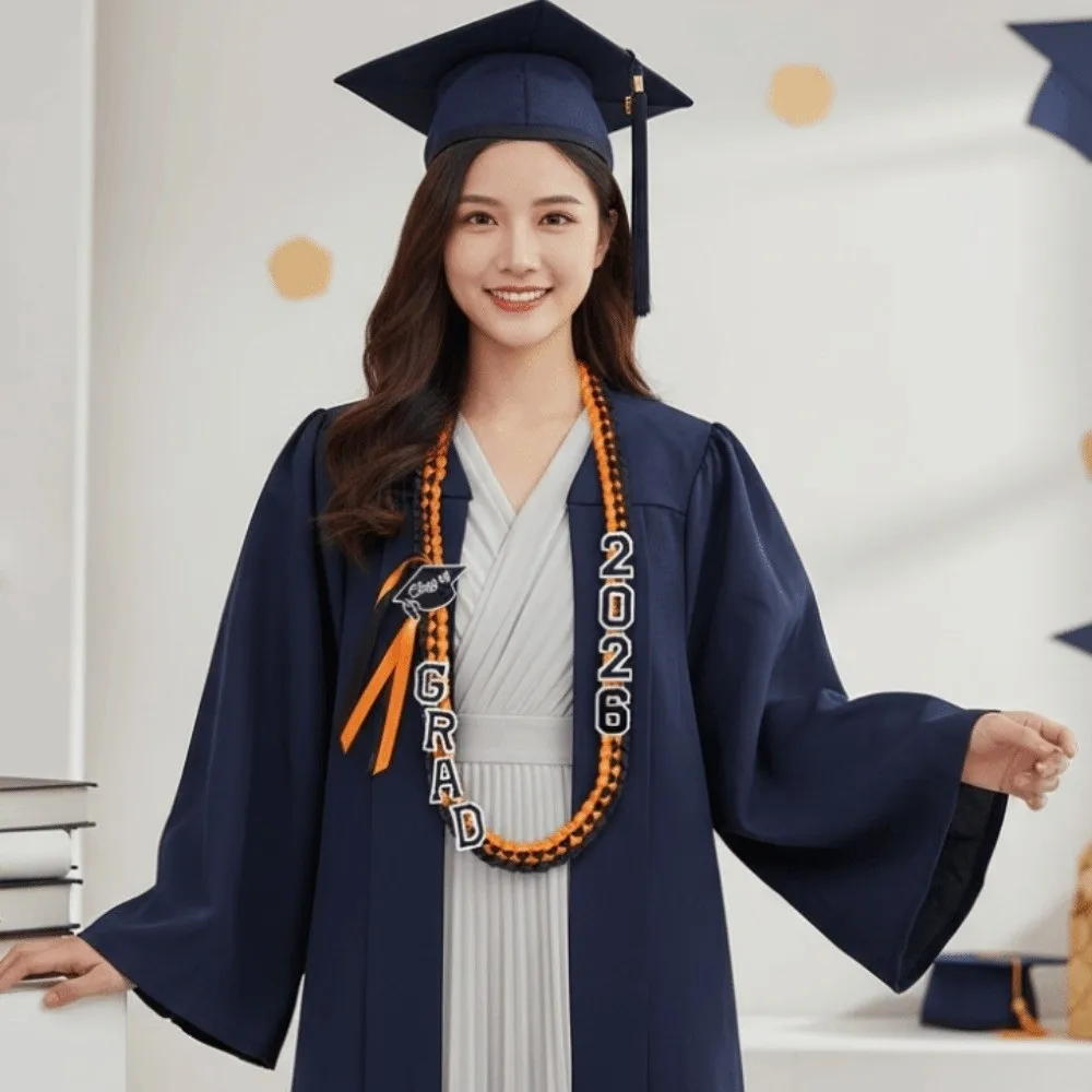 Double-layered Weaving Graduation Ribbon Lei Lustrous Silk Fabric Handmade Craftsmanship Braided Satin Necklace