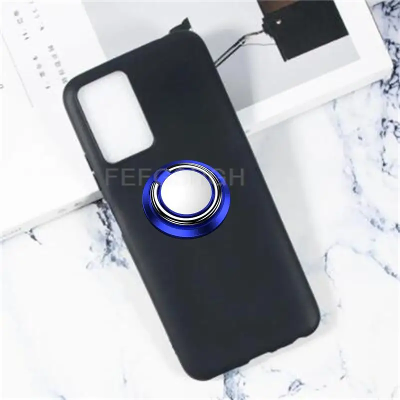 Ring Holder Case For Blade V30 Vita Matte Soft TPU Cover On For ZTE Blade V30 Vita 8030 Axon 30 Z30 Pro Ultra A51 A31 A71 L210