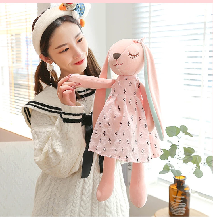35 cm große Oster-Babyhasenfigur, rosa und blau, An'an Rabbit, beruhigende Geschenkpuppe für Kinder, Plüschtier mit superweichem Fell. – Detail 14