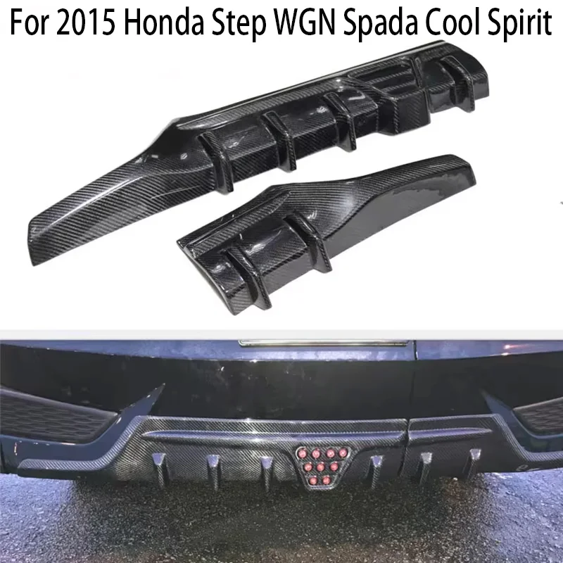 Für 2015 Honda Step WGN Spada Cool Spirit Glänzende CF Haifischflossen-Heckdiffusor Stoßstangenlippe Sport Aero Exterieur Mod-Teile