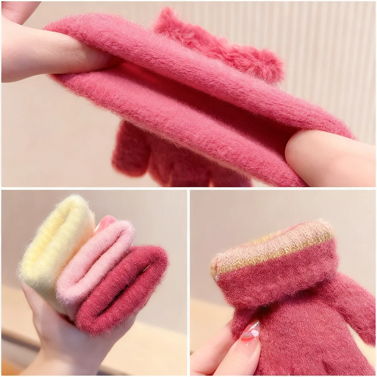 Guanti caldi simpatico cartone animato Ragazza Guanti invernali caldi ispessiti Guanti Guanti lavorati a maglia caldi alla moda