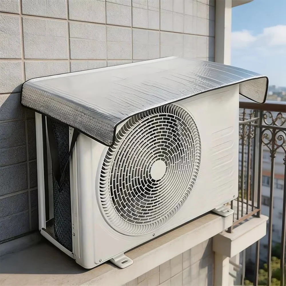 1/2/3pcs Air Conditioning Cover Outdoor Rainproof Sun-Resistant Protective Sleeve With Elastic Band Lifting Loop