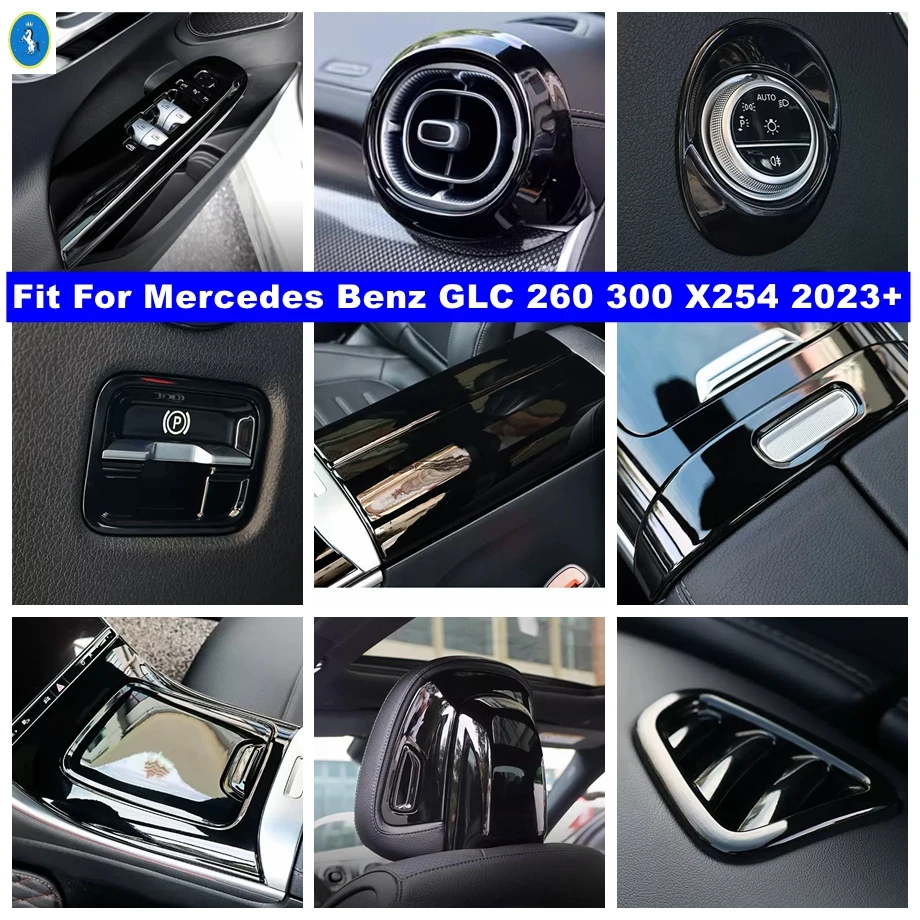 

Black ABS Auto Glass Switch / Air Outlet / Headlight Switch Cover Trim For Mercedes Benz GLC Class X254 GLC260 GLC300 2023 2024