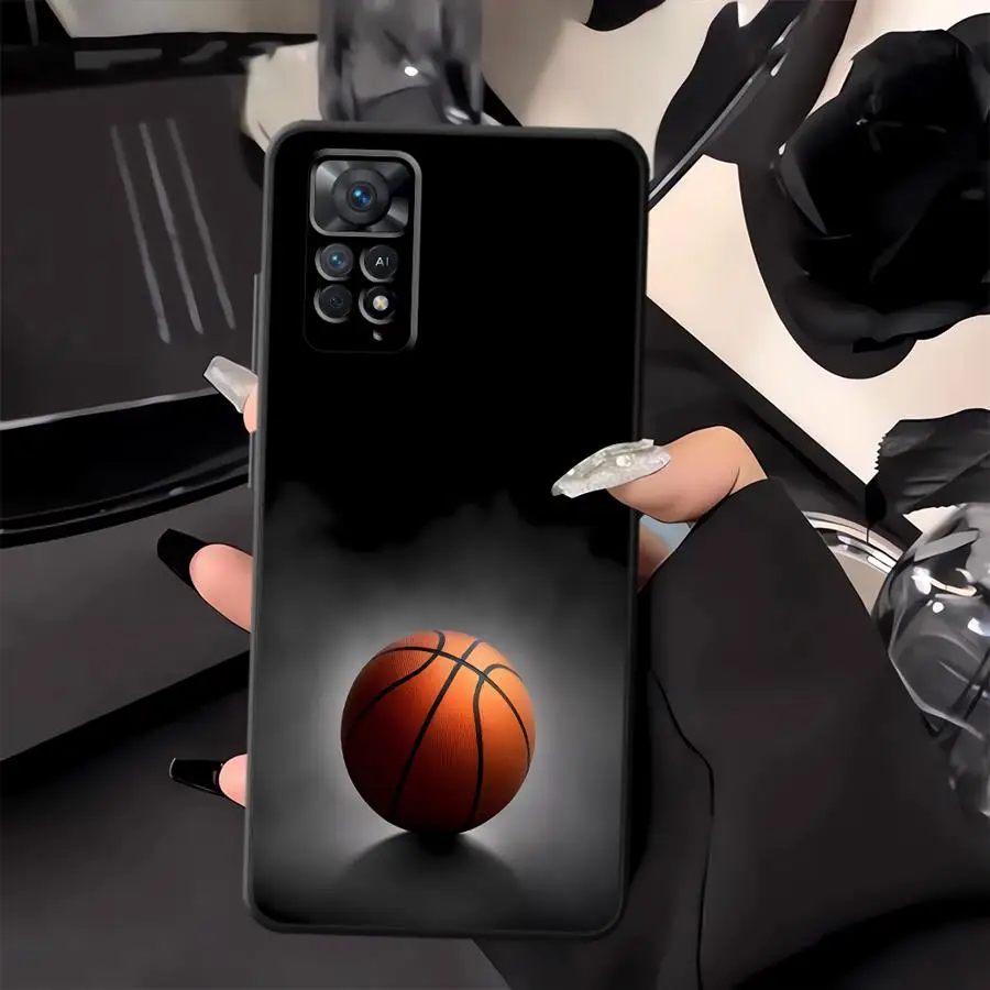 حافظة كرة السلة لهاتف Xiaomi Redmi Note 7 8 9 10 11 12 Pro 12s 9S 10S 11s 13 14 Pro Plus غطاء هاتف ناعم أسود #2