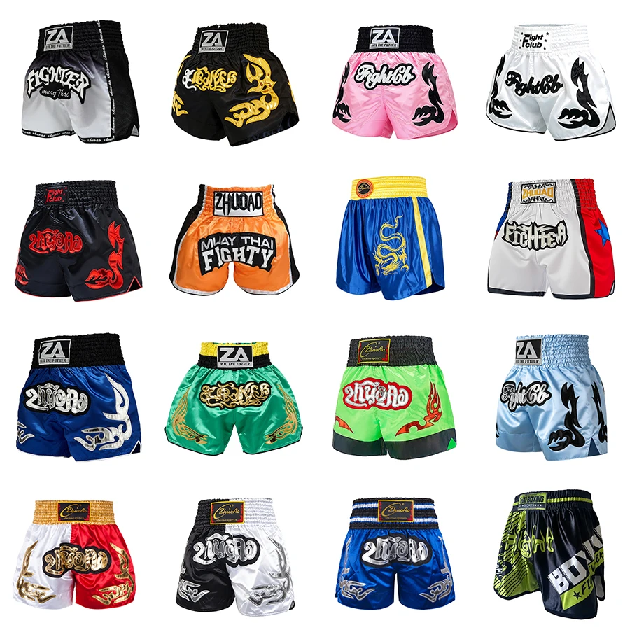 Classic Kickboxing Muay Thai Shorts Lightweight Satin Boxing Fight Shorts Adult Youth Martial Arts Training Competition Pants