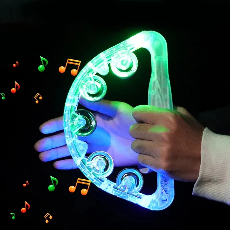BrightLEDLight up Sensory toys Flashing tambourine Musical Instrument Shakes up the party atmosphere Children's Toys Random Colo