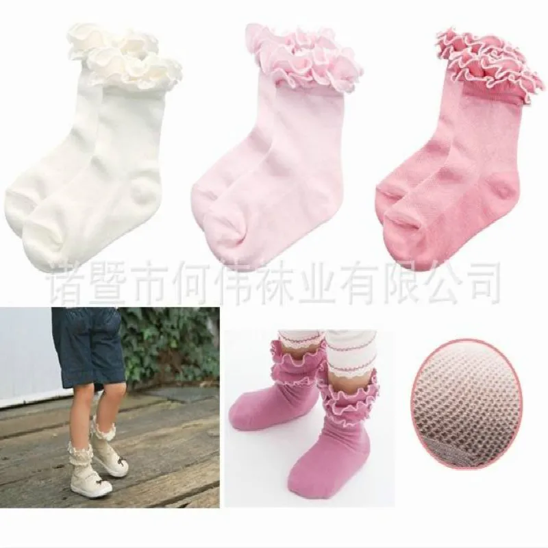 Lovely 4-6 Years Old Baby Girl Pure Color Lace Ballet Princess Children Baby Socks 5 Pairs/lot