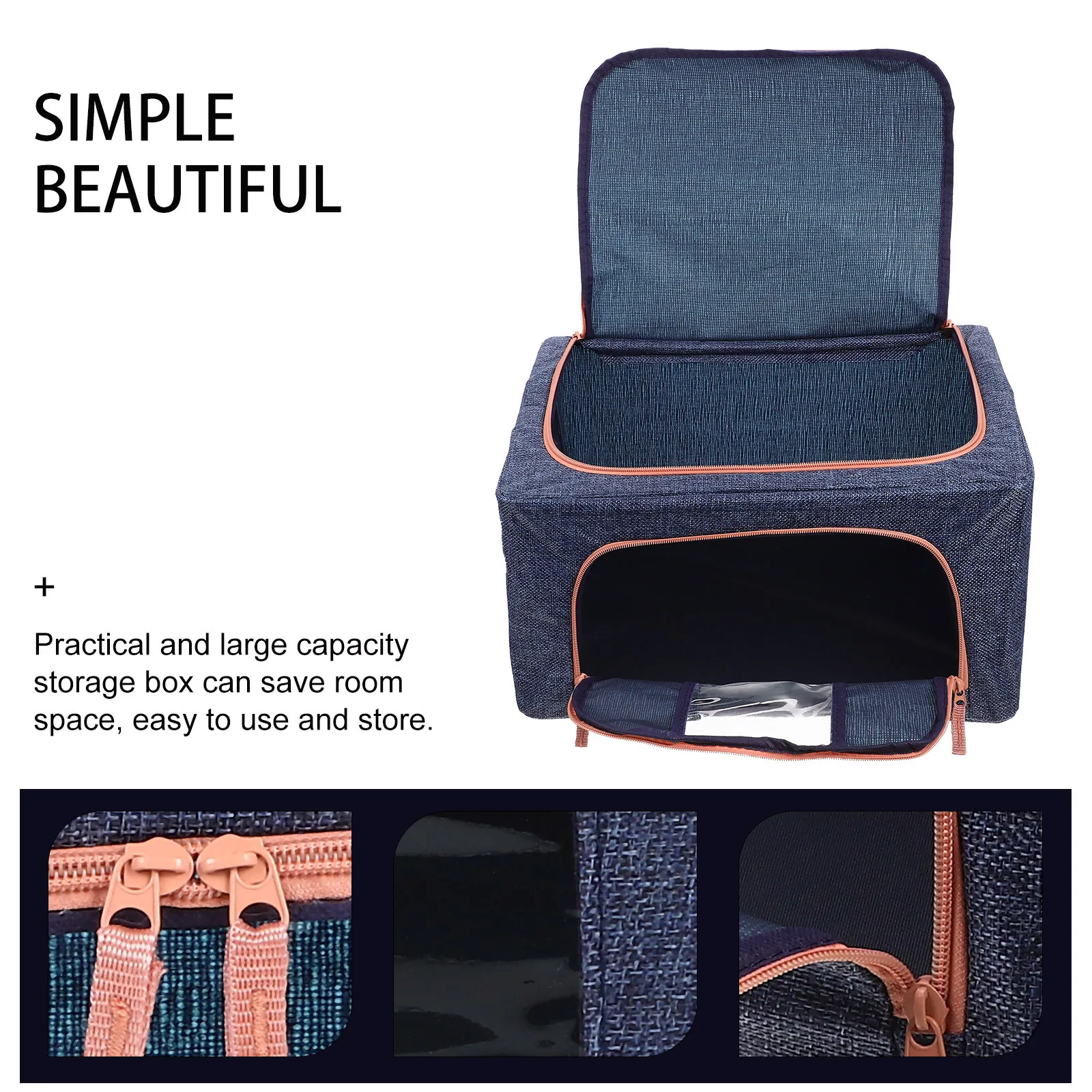 

Fabric Storage Box Large Capacity With Zipper Dustproof Handle For Clothes Bedding Books Storage Organizer Sundry Basket