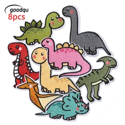 8pcs Dinosaur Animal Iron Patches For Clothing Kids Embroidered On Cute Anime Lot Sets Mixed Jackets Sew Diy Pack Bulk Wholesale