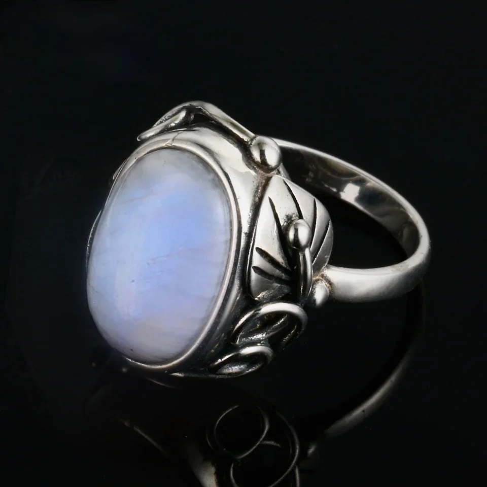 

Oval 11x17MM Moonstone Rings for Men Women 925 Sterling Silver Jewelry Ring Party Wedding Anniversary Gift Vintage Ring