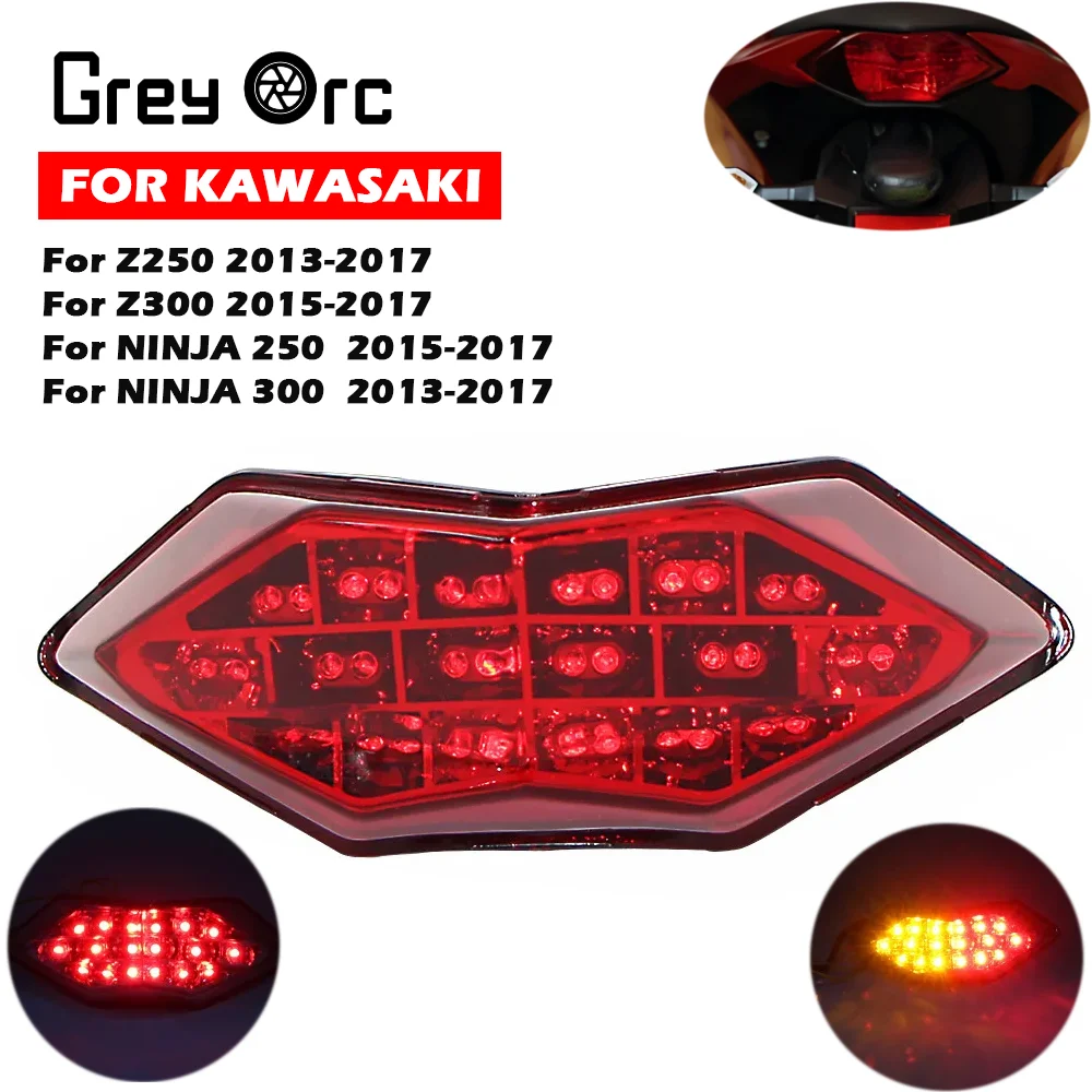 

LED Tail Brake Light Turn Signal For KAWASAKI NINJA 250 Z250 2013-2015 NINJA 300 Z300 15-2017 Motorcycle Integrated Stop Blinker