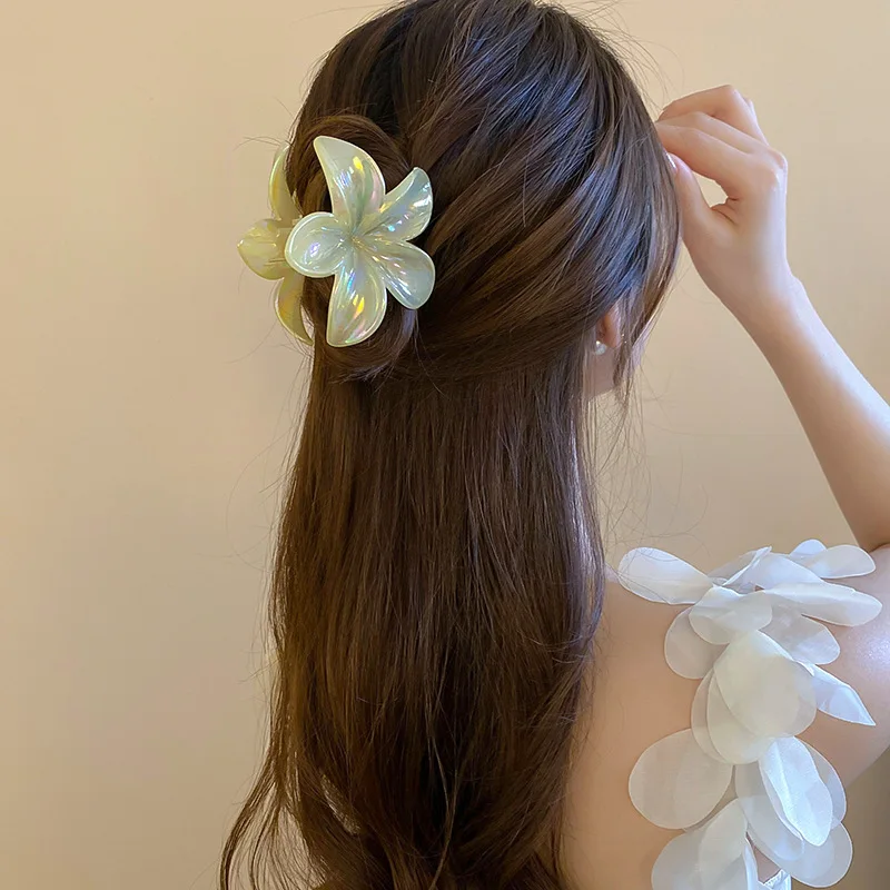 1/6 шт., цветные акриловые цветы допамина, когти для волос для женщин, простые пригородные заколки в виде акулы, милые аксессуары для волос для девочек