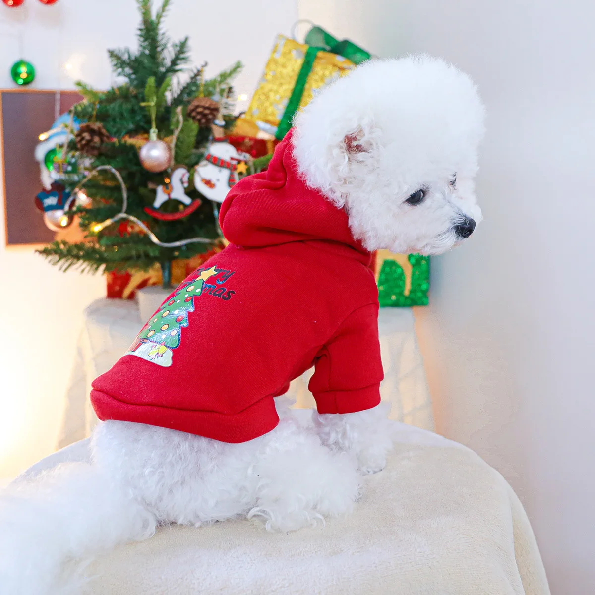 

Christmas Pet Small to Medium Dog Clothes Christmas Holiday Series Warm and Gentle Gift Casual Dog Hoodie