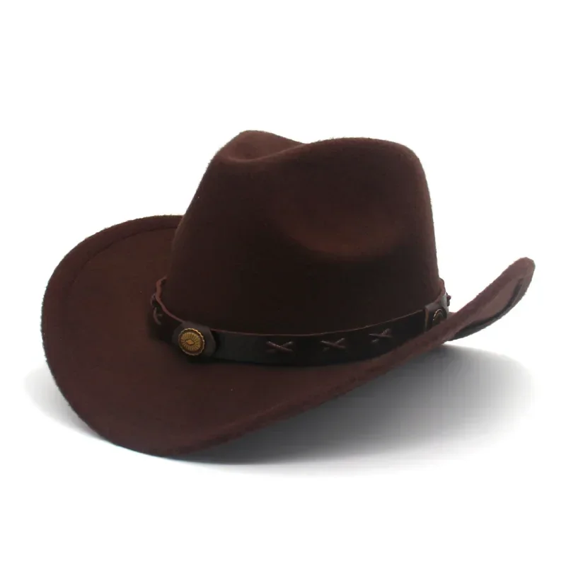 Western Retro Belt Cowboy Hat Grassland Travel Cowgirl Country Hat Classic Jazz Women Felt Hats Vintage Wild Knight Hats For Men