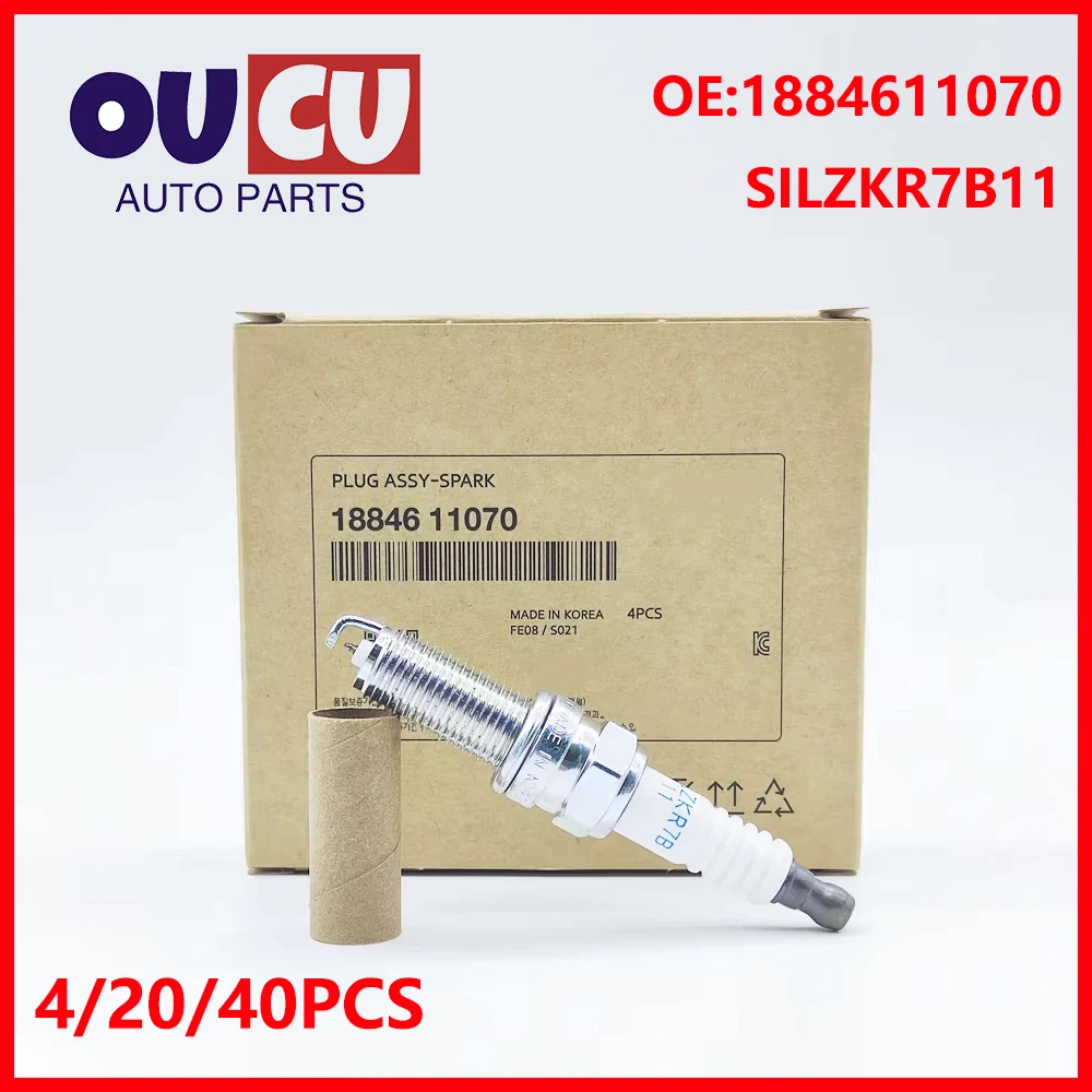 4/20/40pcs 18846-11070 Iridium Spark Plug For Hyundai Sonata 8 Elantra Gensis Santa Fe Tucson Acura 1884611070 SILZKR7B11