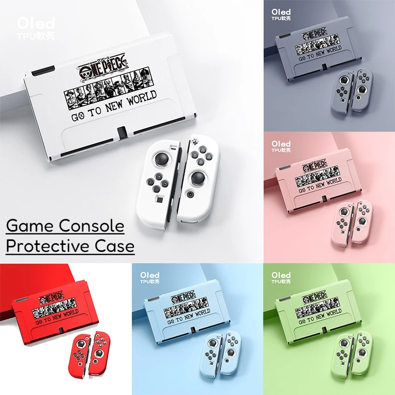 قطعة واحدة لوفي زورو أنيمي حافظة حماية ناعمة من البولي يوريثان الحراري لنينتندو سويتش OLED Joy-Con غطاء حماية لوحدة التحكم