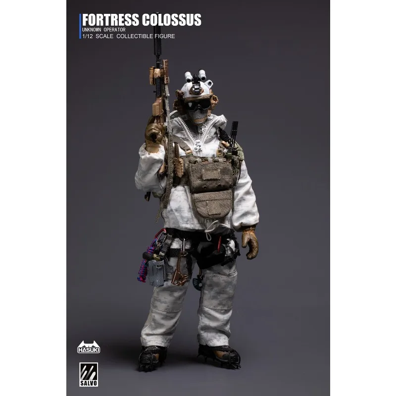 [Op voorraad] HASUKI Originele SALVO-serie Black Action Snow Mountain Ghost 1/12 Soldaat Mobiele pop Prachtig model speelgoedornament