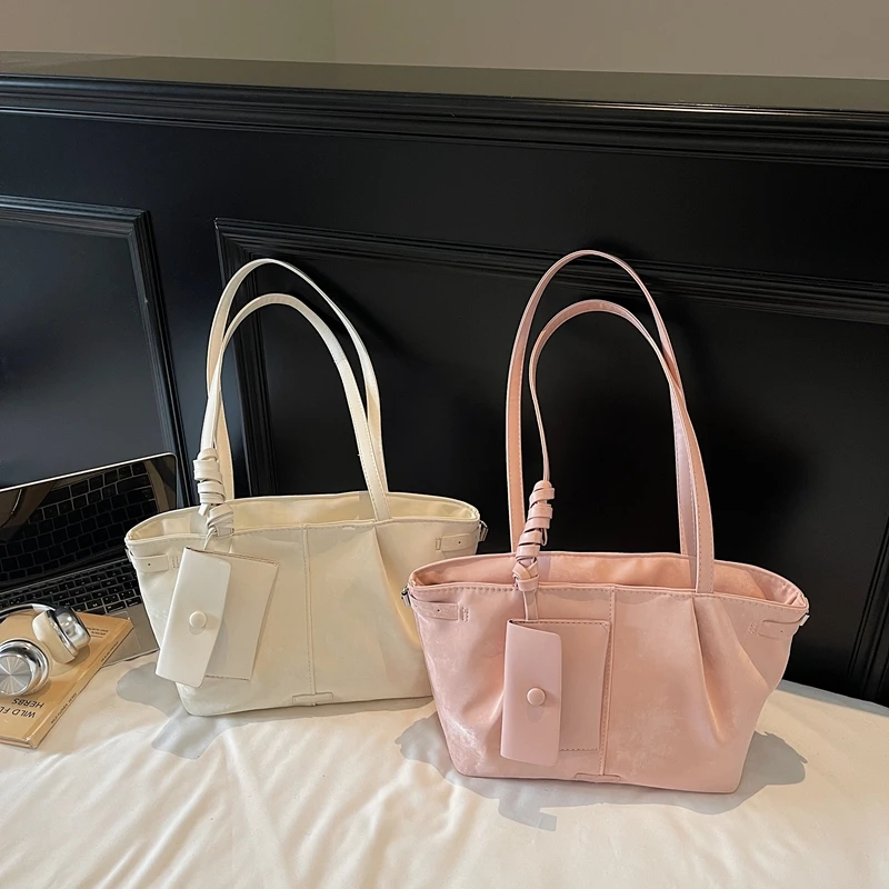 

2025 Новые замшевые сумки-тоут для женщин, высококачественная женская сумка-тоут из искусственной кожи, брендовый дизайн, сумки для покупок, повседневные сумки на плечо