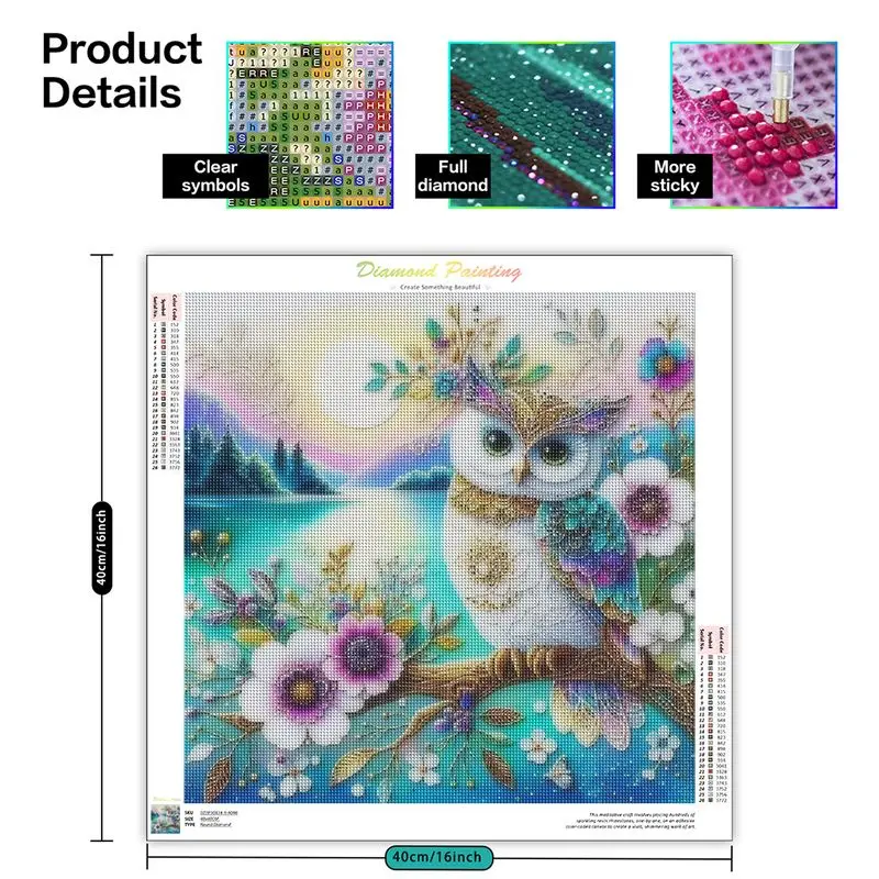 CHENISTORY Full Diamond Embroidery Owl Aniaml 5D Diamond Painting Rhinestones Mosaic Flowers Needlework Decoration For Home