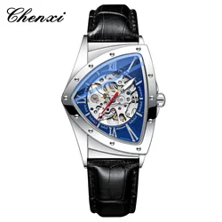 Luxury Brands Triangle Dial Man Watch Leather Strap Fashion Military Skeleton Men's Mechanical Watches Automatic Movement