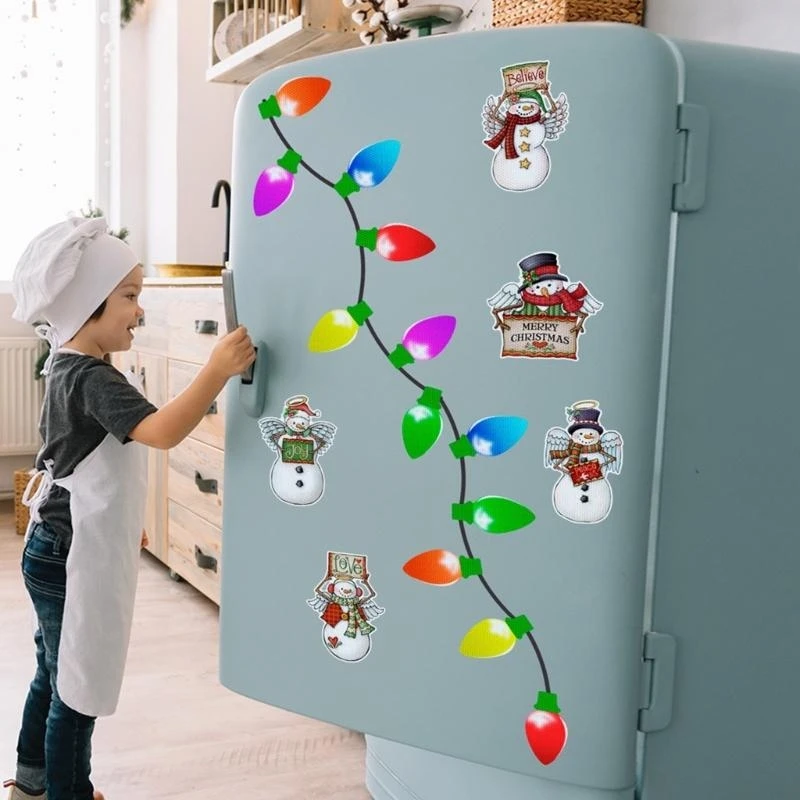 ملصق عاكس مغناطيسي لزخرفة خط مصباح عيد الميلاد الاحتفالي