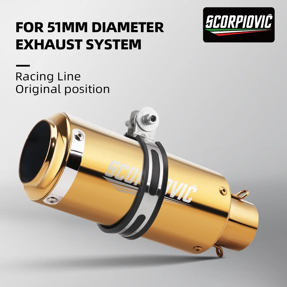 

Universal Stainless Steel Motorcycle Exhaust Pipe, Locomotivas Profissionais Tailpipe, 51mm